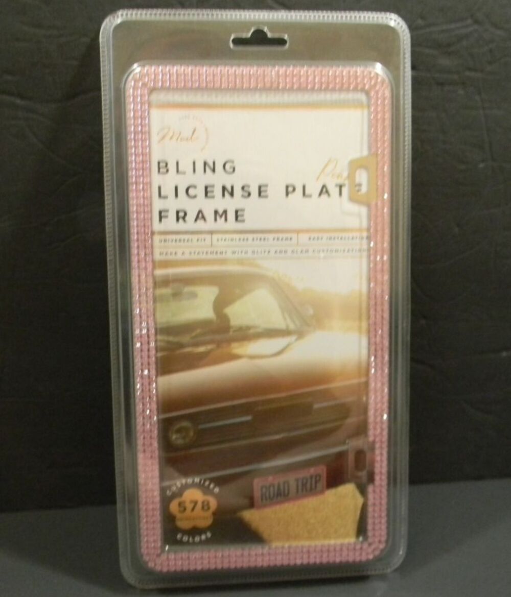 License Plate Frame Bling Sparkly Stainless Steel Obstruction-Free Rhinestones